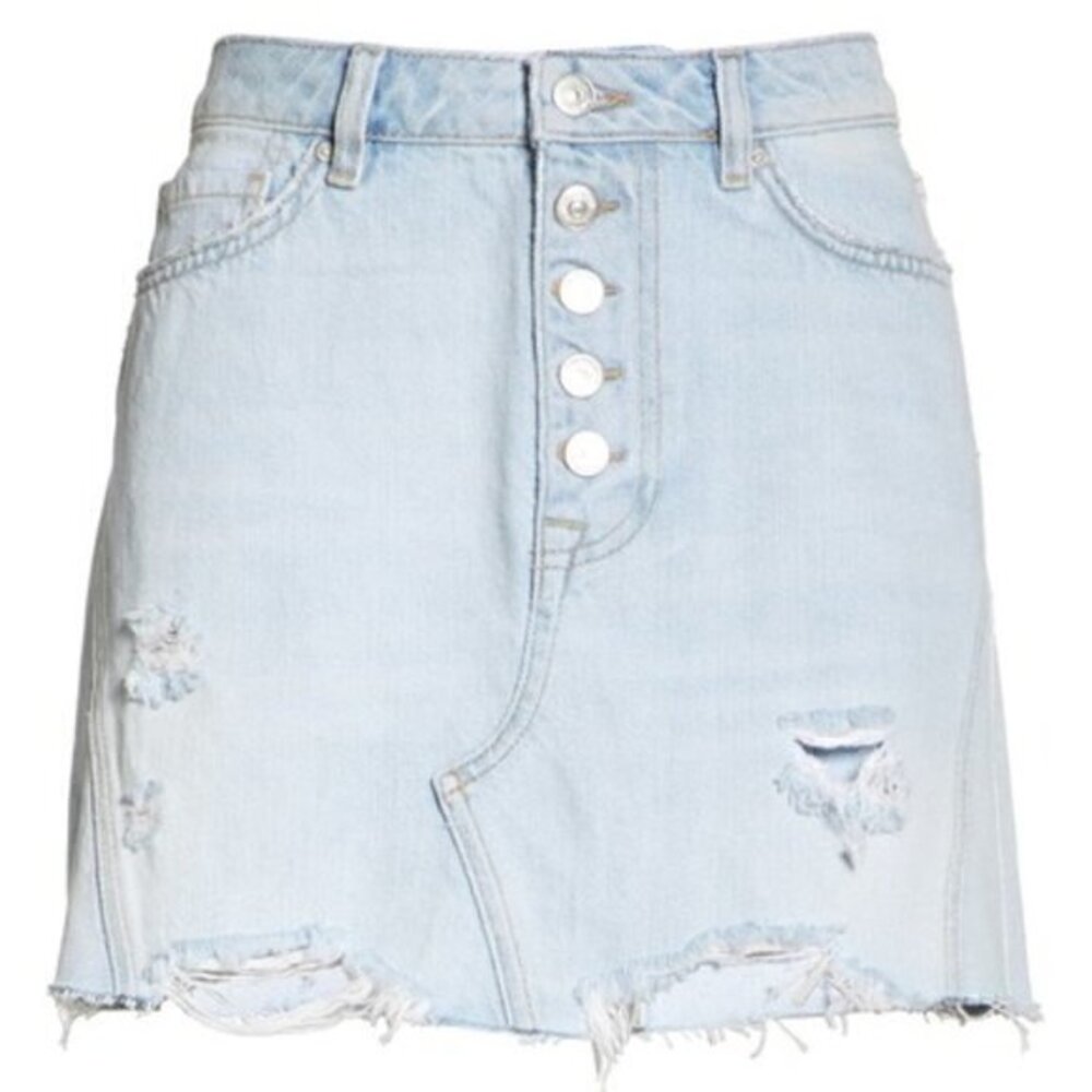 NWT Free People Distressed Denim Mini Skirt Sz 25